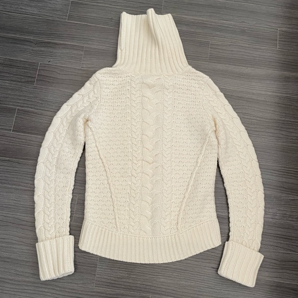 Veronica Beard Sereia Cable-knit Turtleneck Sweater - Ivory. Size XS. - Picture 6 of 11